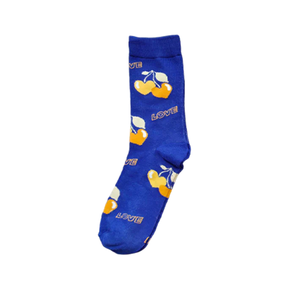 Women’s Cherry Heart Letter Crew Socks – Cute All-Season Matching Socks