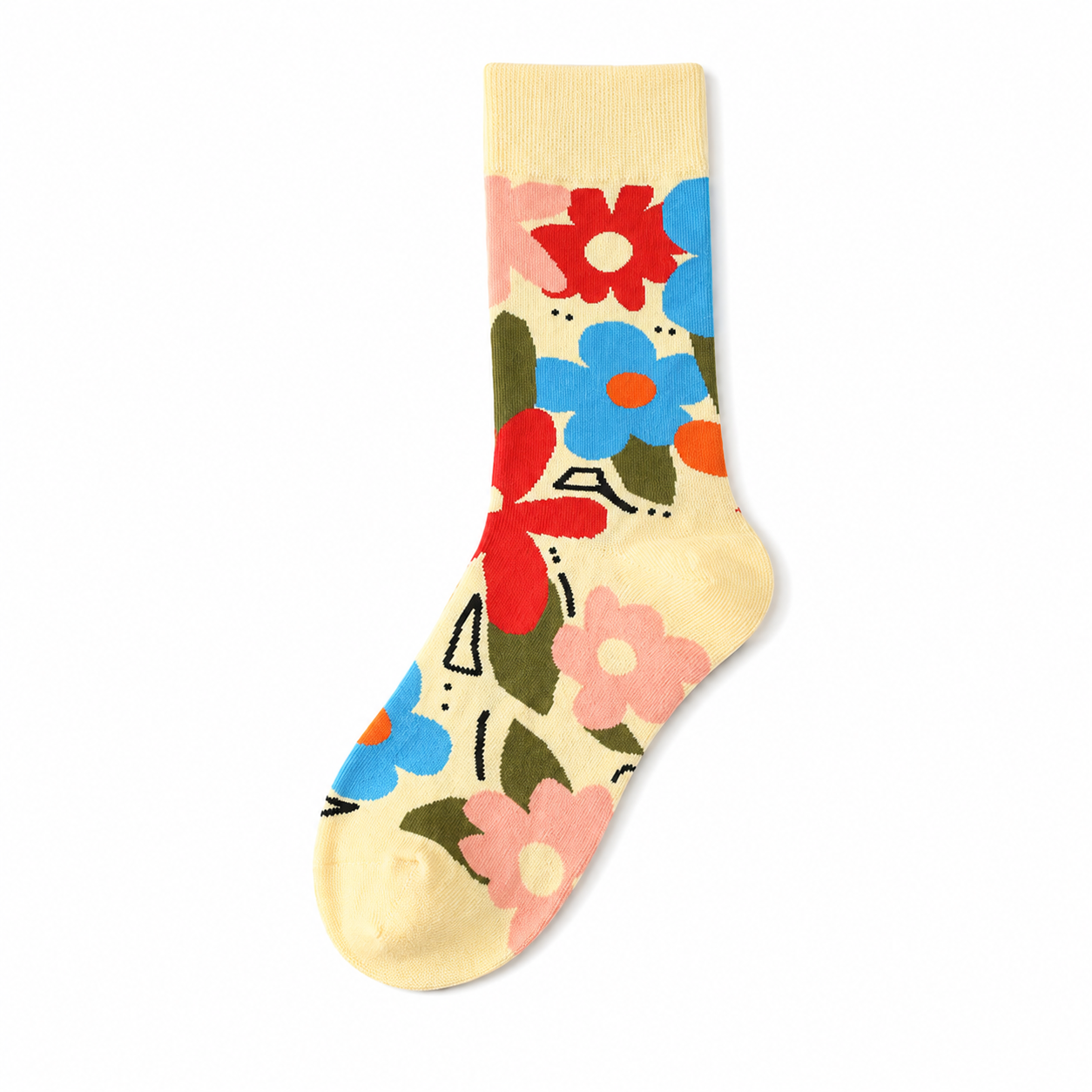 Women’s Petite Embroidery Crew Socks – Korean-Inspired Sweet Cotton Socks