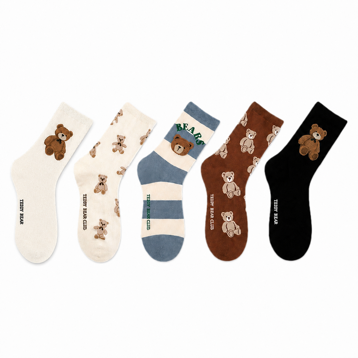Unisex Matching Bear Crew Socks – Korean Preppy Cotton Couple Socks