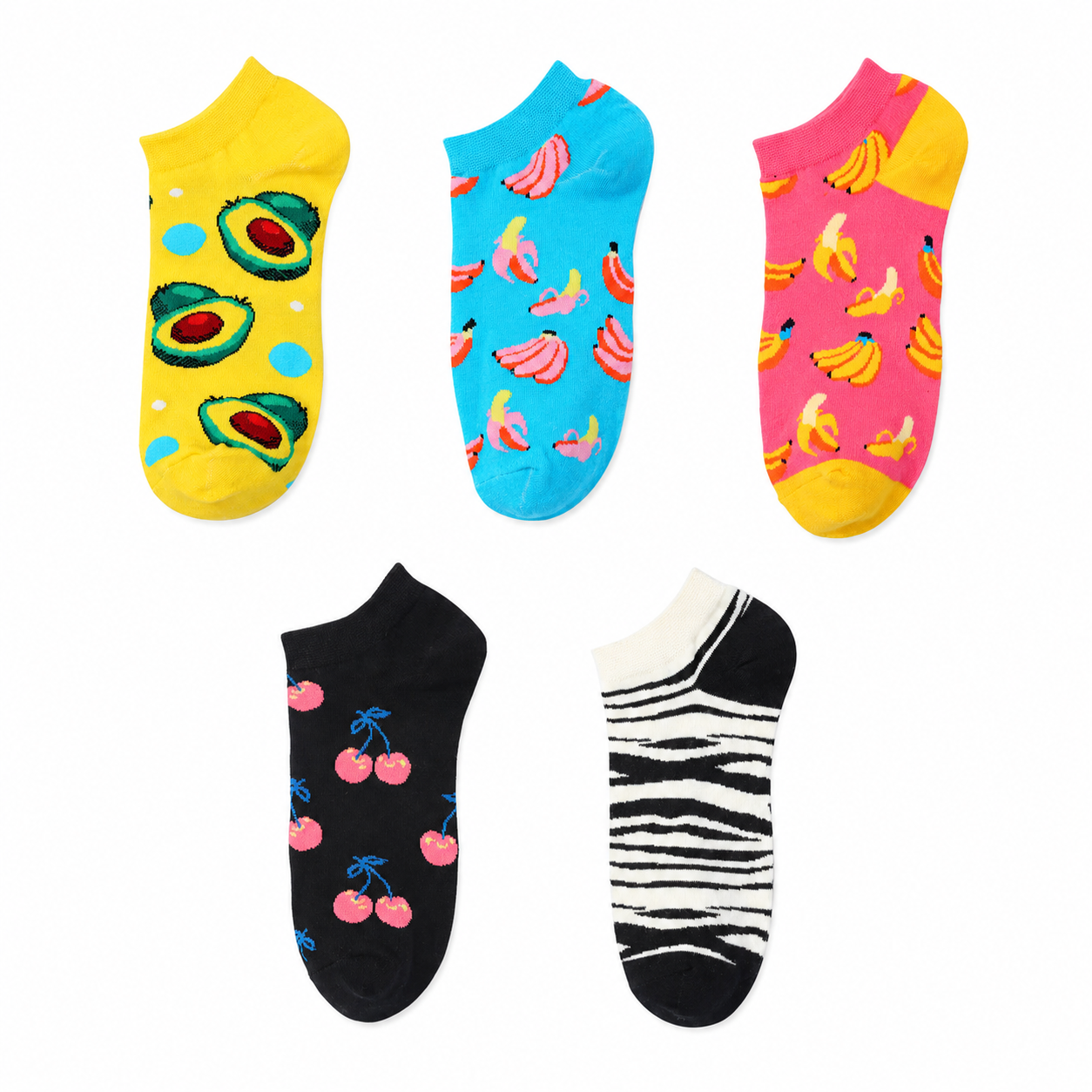 Unisex Playful Fruit Low Cut Socks – Lightweight Cotton Summer Boat Socks