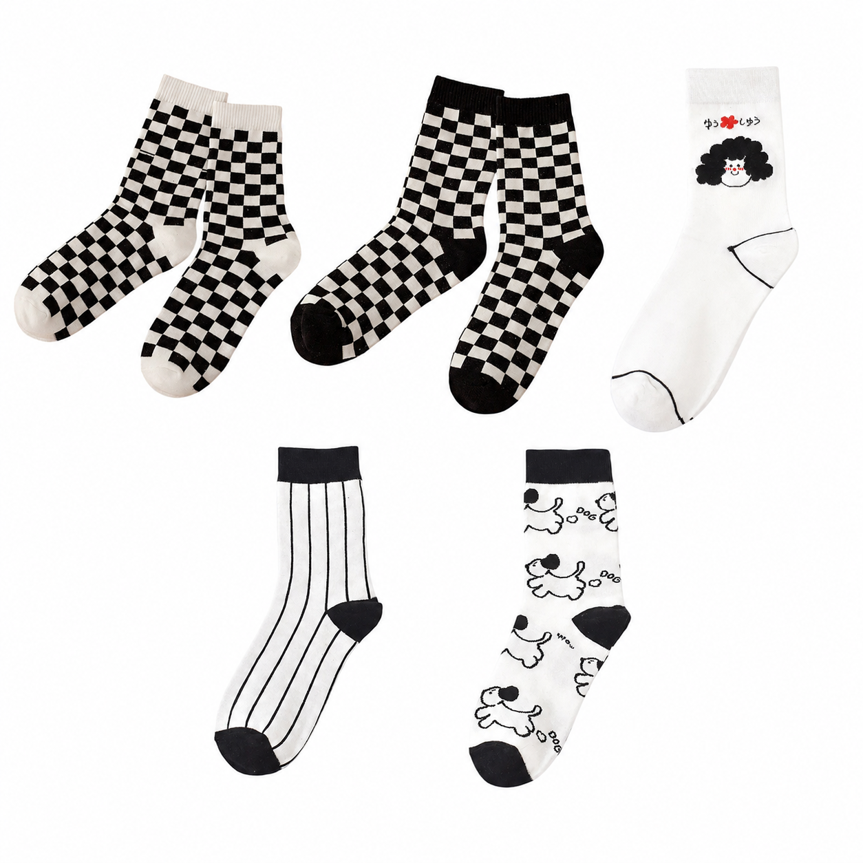 Unisex Monochrome Streetwear Mid-Calf Socks – Casual Cotton Matching Socks