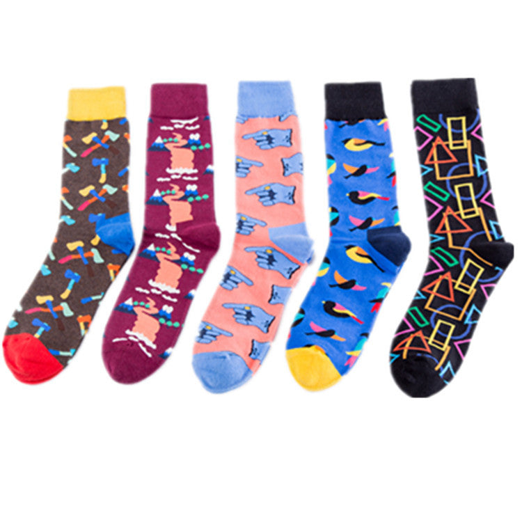 Street Graphic Crew Socks - Pink Fingers
