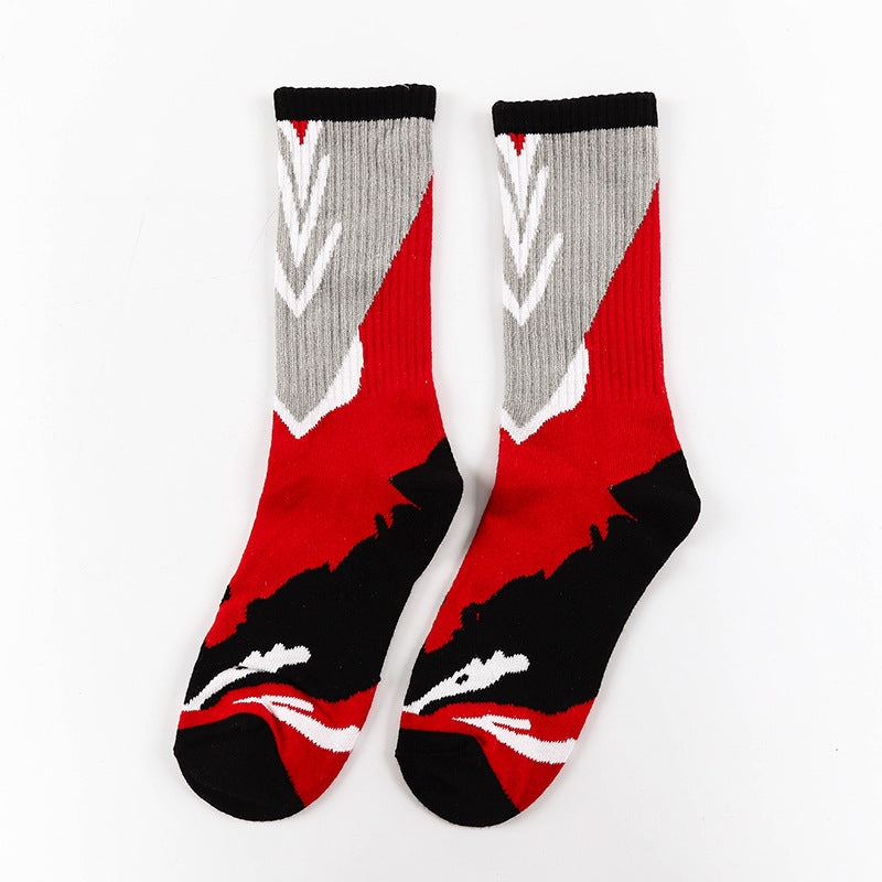 Unisex Palm Tree Moon Graphic Crew Socks – Streetwear Skate Cotton Mid-Calf Socks
