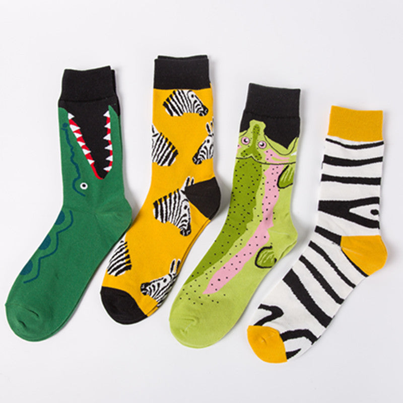 Animal Graphic Crew Socks - Zebra Head