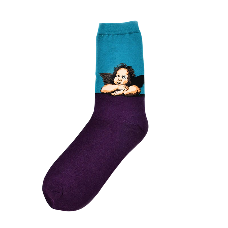 Men’s Museum Portrait Mid-Calf Socks – Retro Artistic Casual Socks