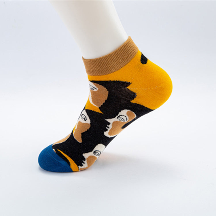 Colorful Low Cut Socks - Orange Leaf