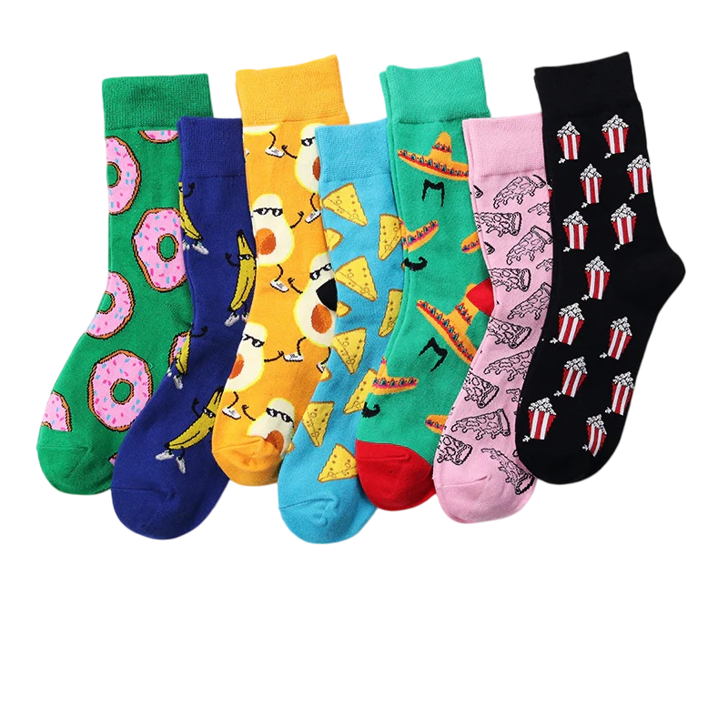 Unisex Donut Dessert Crew Socks – Playful Autumn Winter Couple Socks