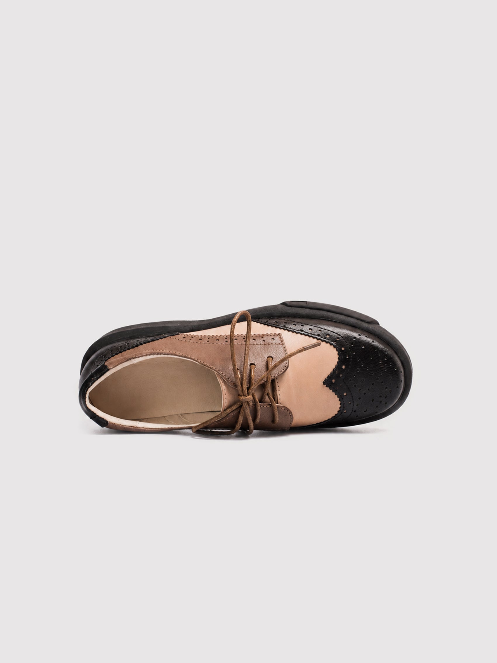 Dandy Block Brown & Black Leather Brogue Oxford Shoes