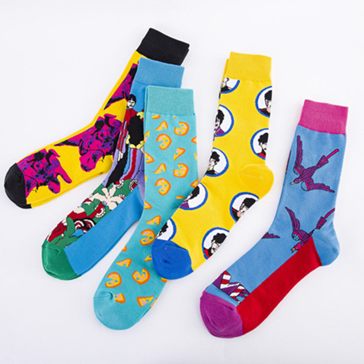 Illustration Crew Socks - Blue Portrait