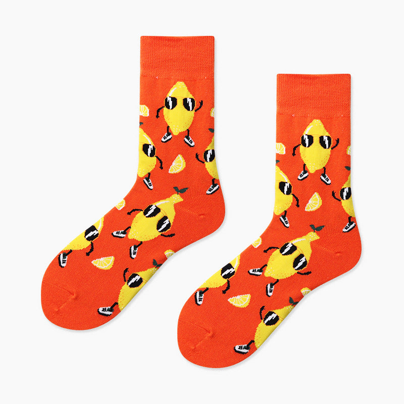 Unisex Donut Dessert Crew Socks – Playful Autumn Winter Couple Socks