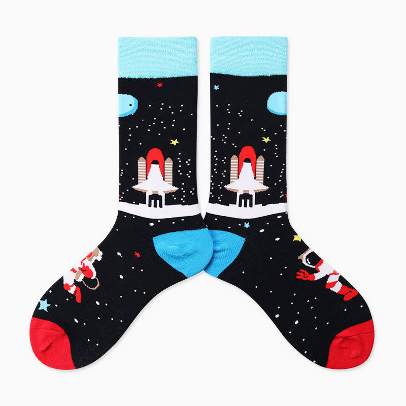 Unisex Space Alien Crew Socks – Cute Cartoon Matching Couple Socks