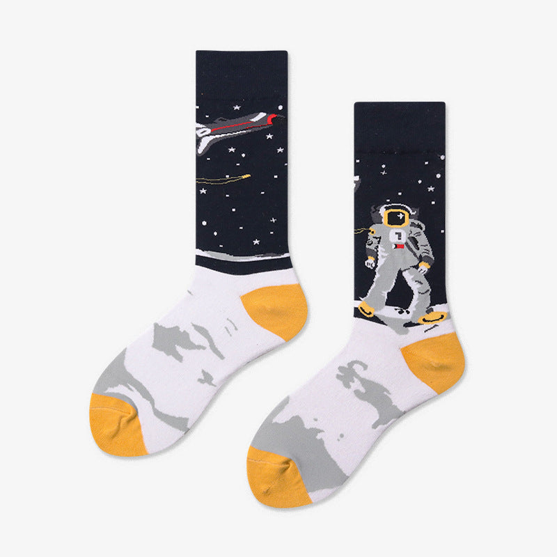 Unisex Space Alien Crew Socks – Cute Cartoon Matching Couple Socks