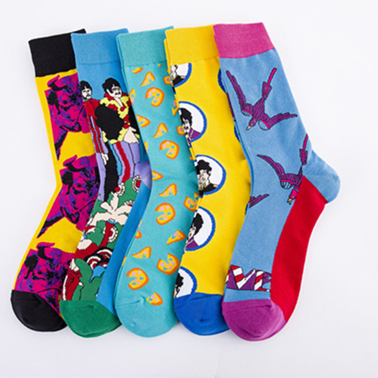 Illustration Crew Socks - Black Bull