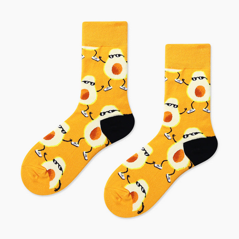Unisex Donut Dessert Crew Socks – Playful Autumn Winter Couple Socks