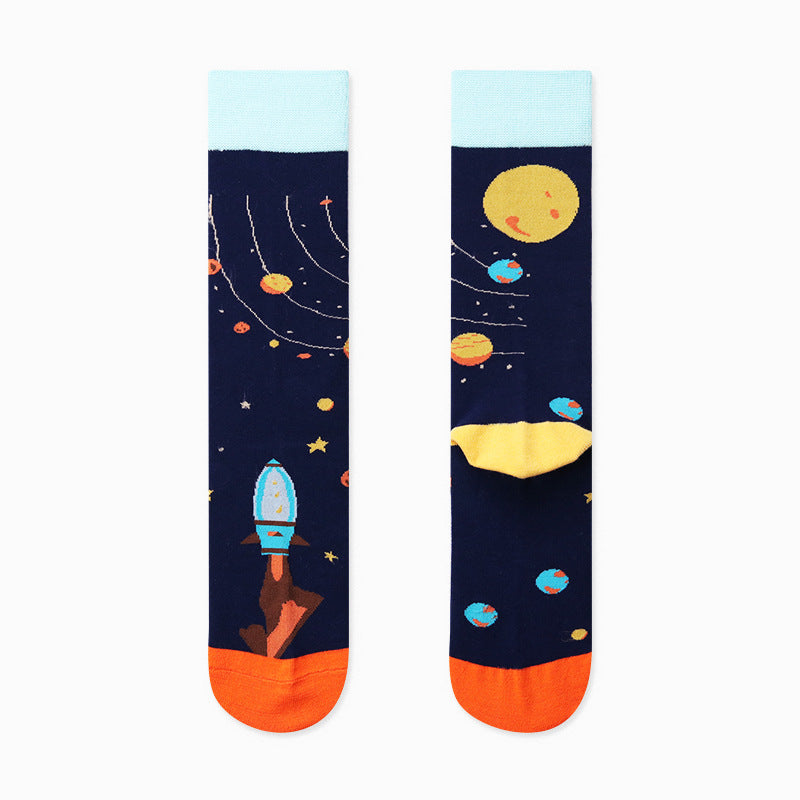 Unisex Space Alien Crew Socks – Cute Cartoon Matching Couple Socks
