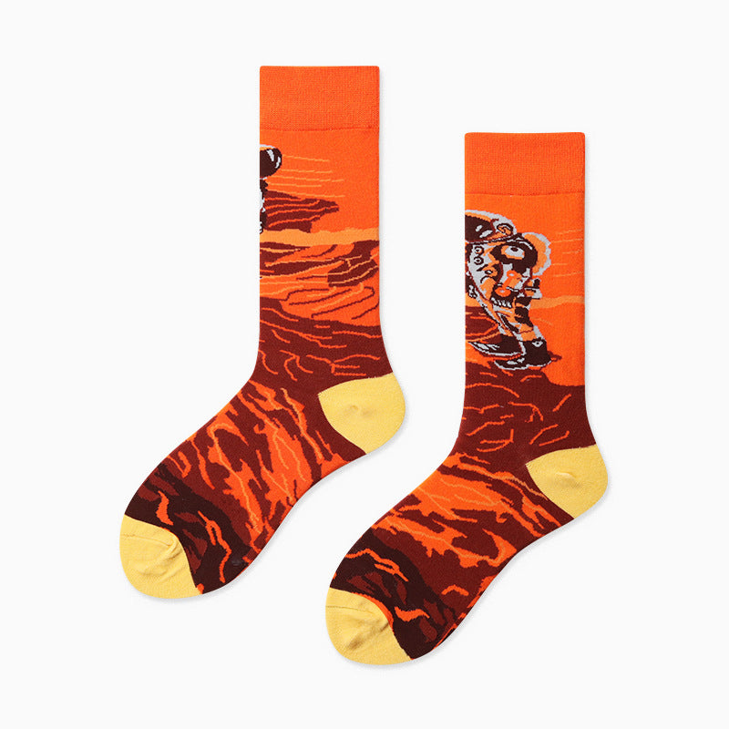Unisex Space Alien Crew Socks – Cute Cartoon Matching Couple Socks