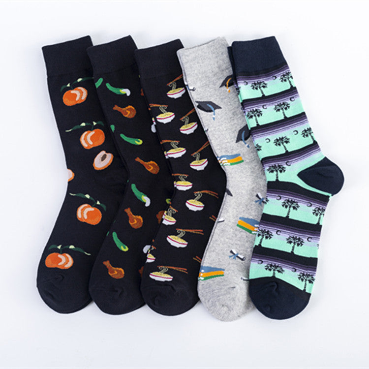 Graphic Casual Crew Socks - Black Noodles