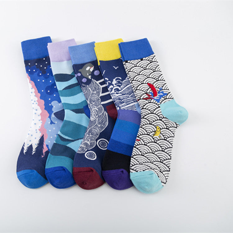 Nature Inspired Crew Socks - Wave & Seagull