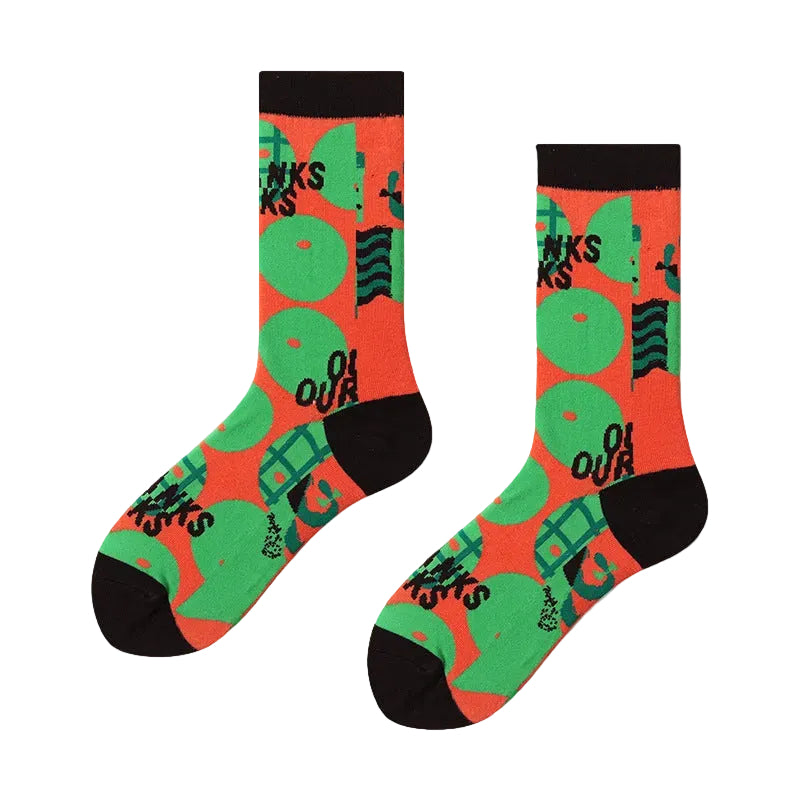 Women’s Line Art Face Long Socks – Contemporary Fashion Matching Socks