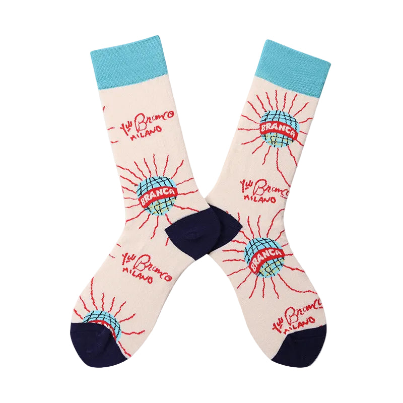 Women’s Line Art Face Long Socks – Contemporary Fashion Matching Socks