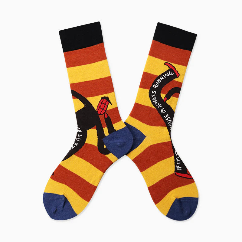 Women’s Modern Portrait Mid-Calf Socks – Artistic Casual Couple Socks