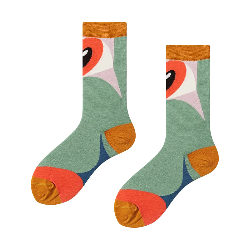 Women’s Line Art Face Long Socks – Contemporary Fashion Matching Socks