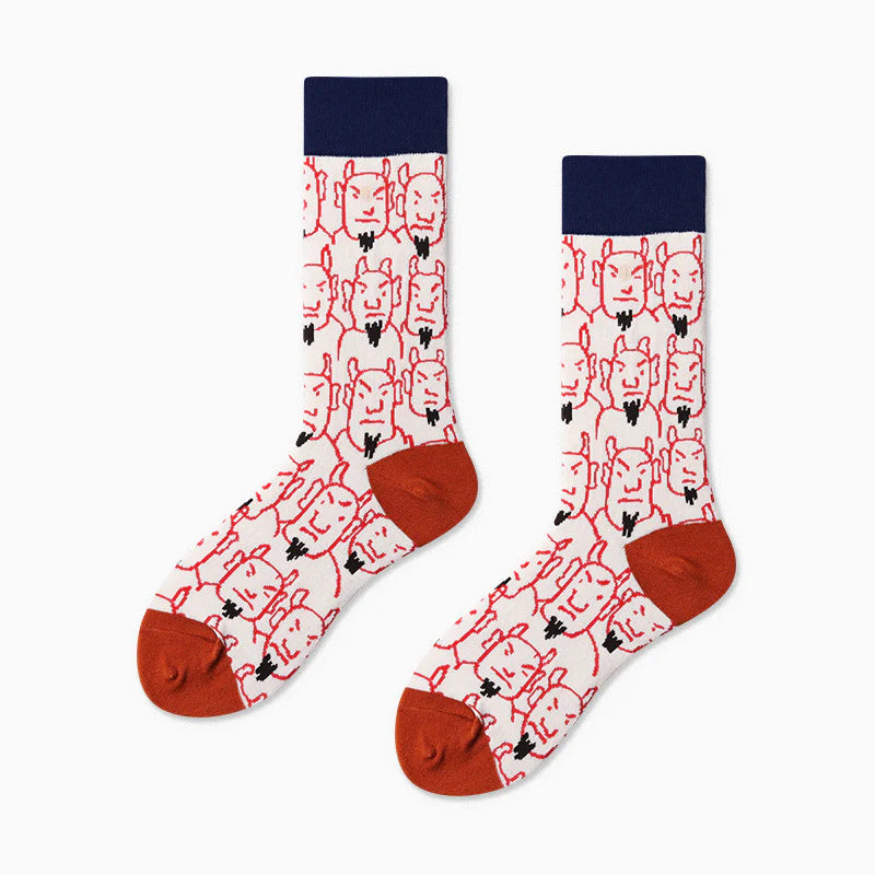 Women’s Modern Portrait Mid-Calf Socks – Artistic Casual Couple Socks