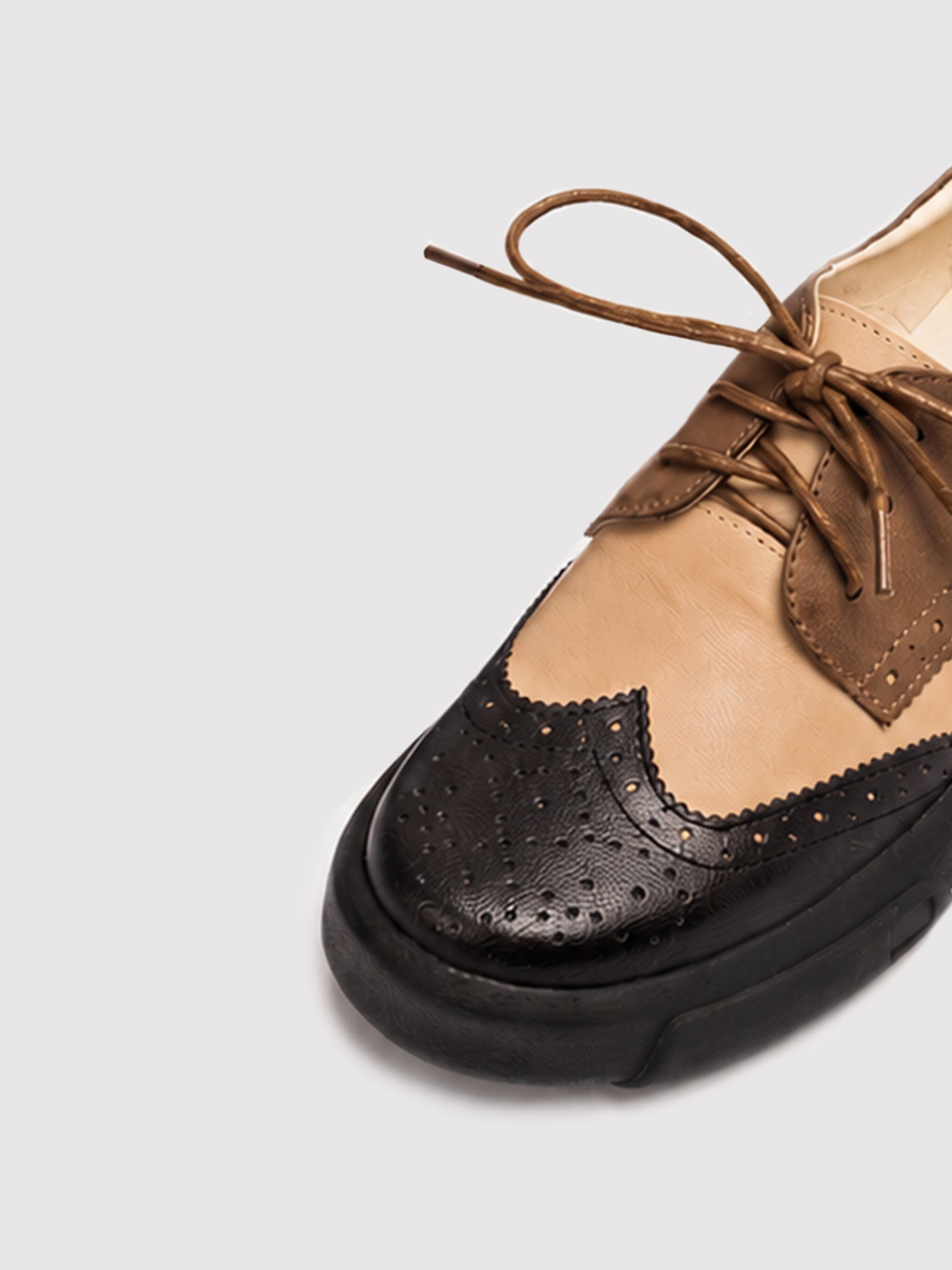 Dandy Block Brown & Black Leather Brogue Oxford Shoes