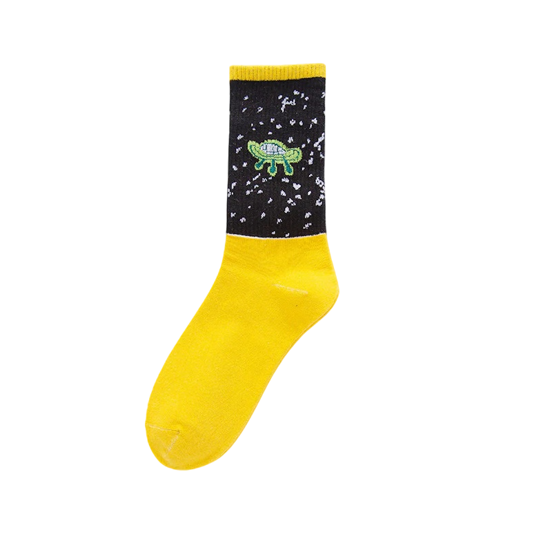 Men’s Ocean Character Athletic Long Socks – Novelty Cotton-Blend Skate Crew Socks