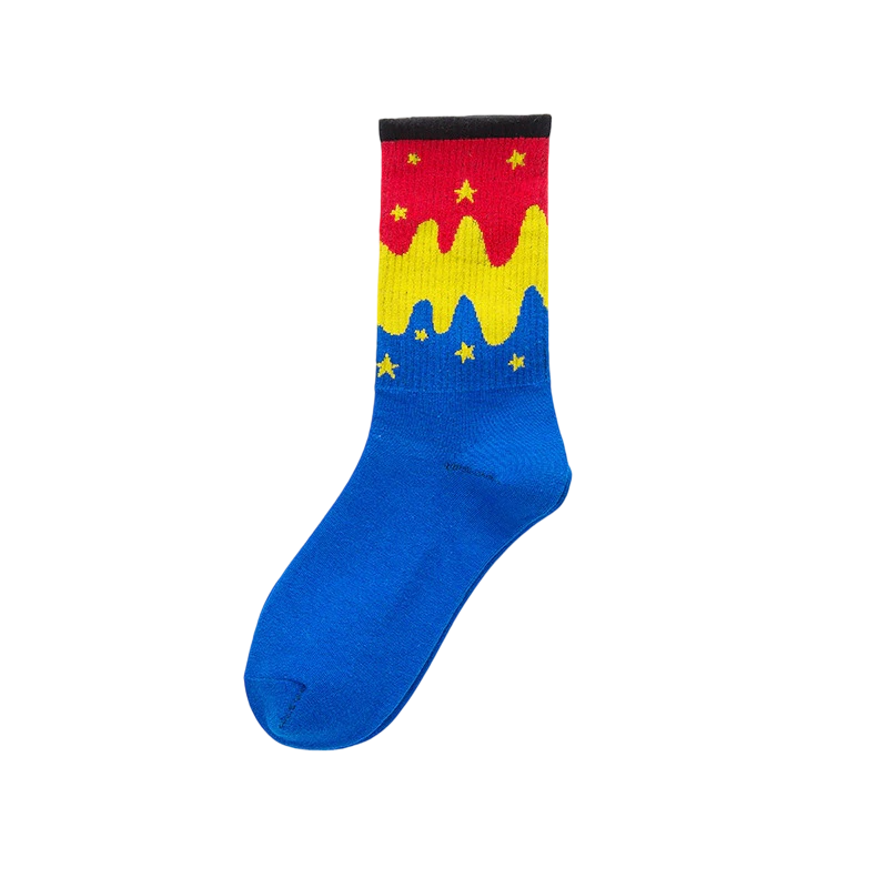 Men’s Ocean Character Athletic Long Socks – Novelty Cotton-Blend Skate Crew Socks