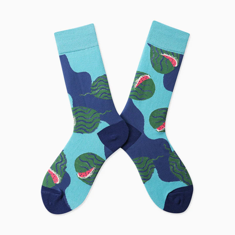 Women’s Abstract Face Art Crew Socks – Creative Matching Couple Socks