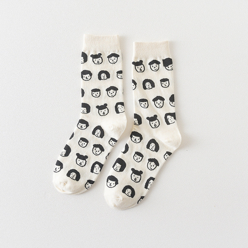 Unisex Japanese-Inspired Couple Crew Socks – Soft Cotton Socks for Spring Autumn