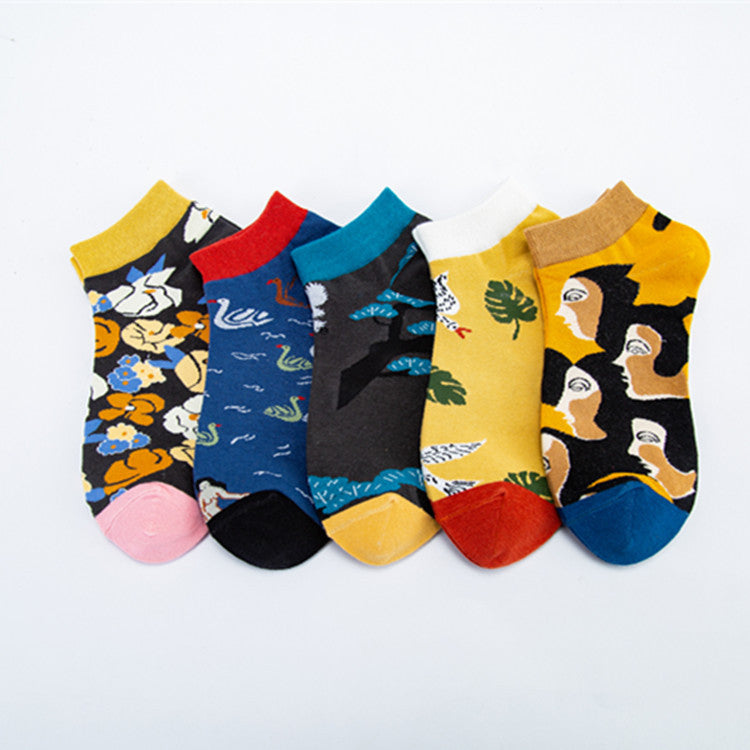 Colorful Low Cut Socks - Smiley Face