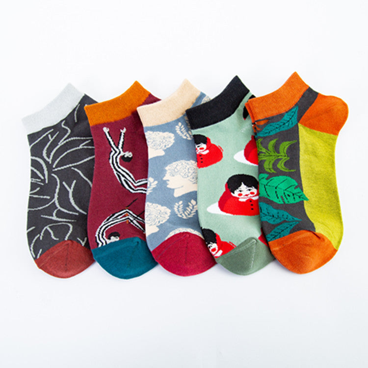 Colorful Low Cut Socks - Wavy Stripe