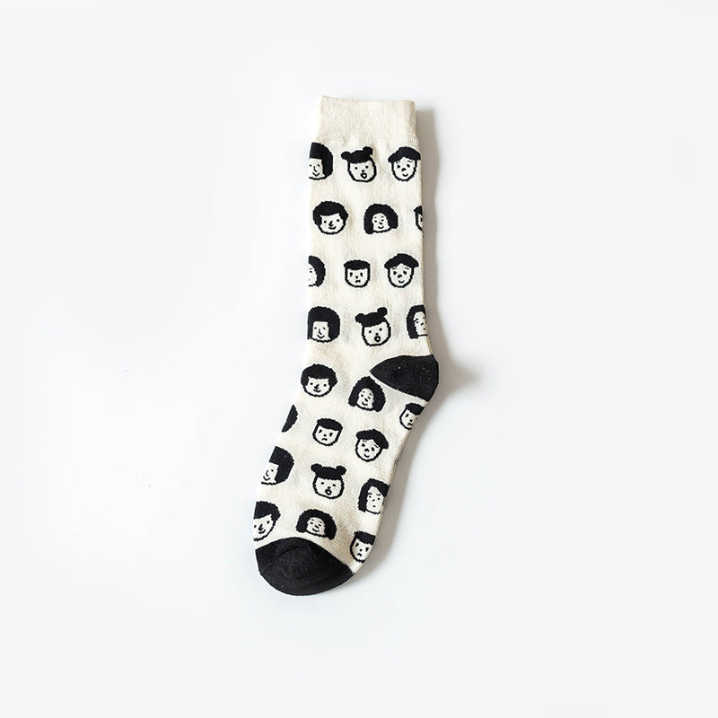 Unisex Japanese-Inspired Couple Crew Socks – Soft Cotton Socks for Spring Autumn