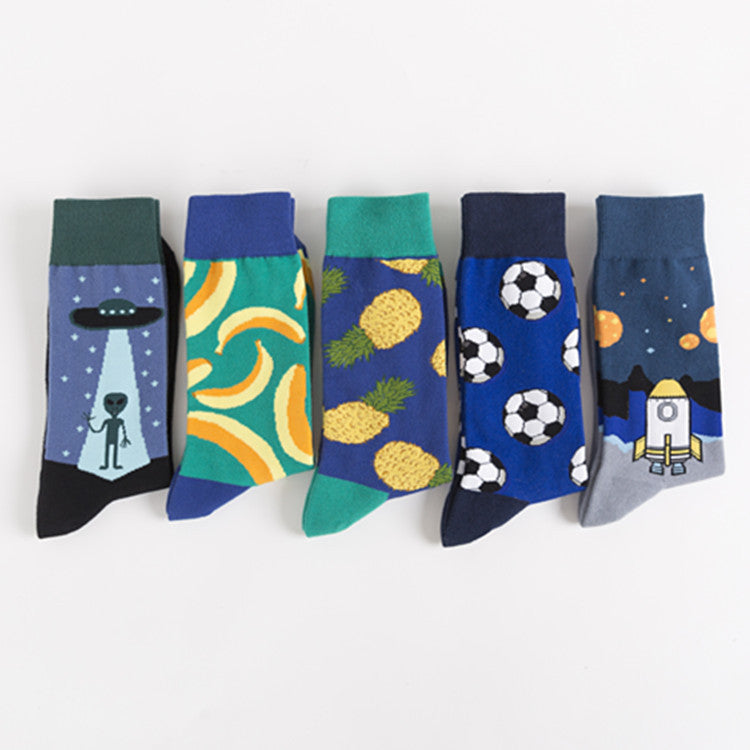 Playful Graphic Crew Socks - Banana