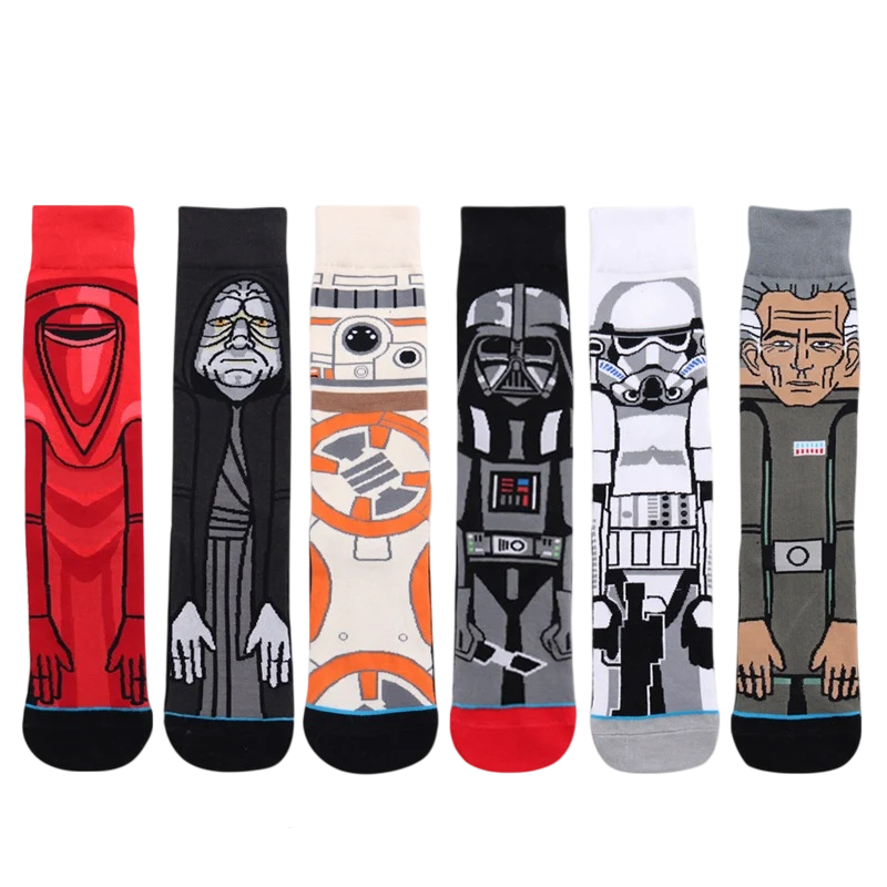 Men’s Dark Warrior Cartoon Crew Socks – Anime-Inspired Cotton-Blend Streetwear Socks