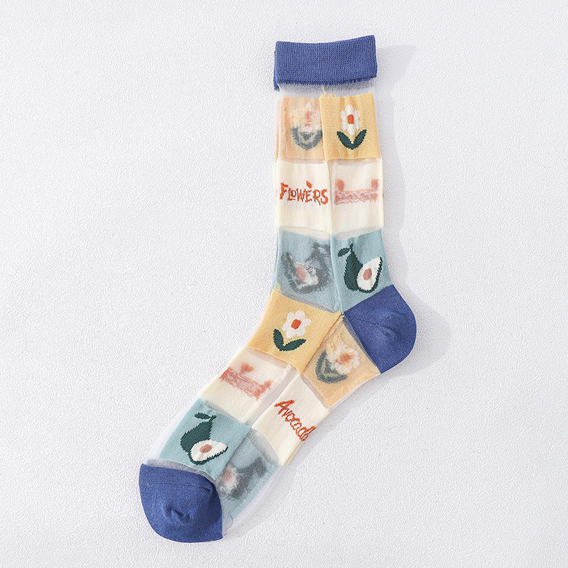 Fruit Market Sheer Crew Socks