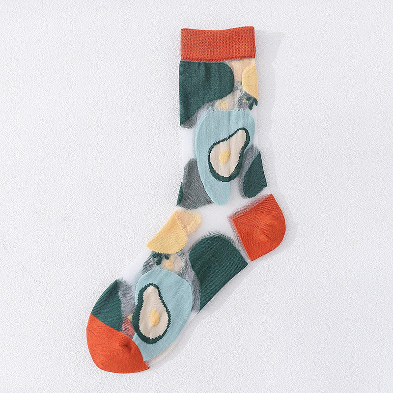 Fruit Market Sheer Crew Socks - Assorted Fruit Mix