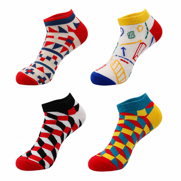 Unisex Cute Pattern No-Show Socks – Lightweight Cotton Summer Boat Socks