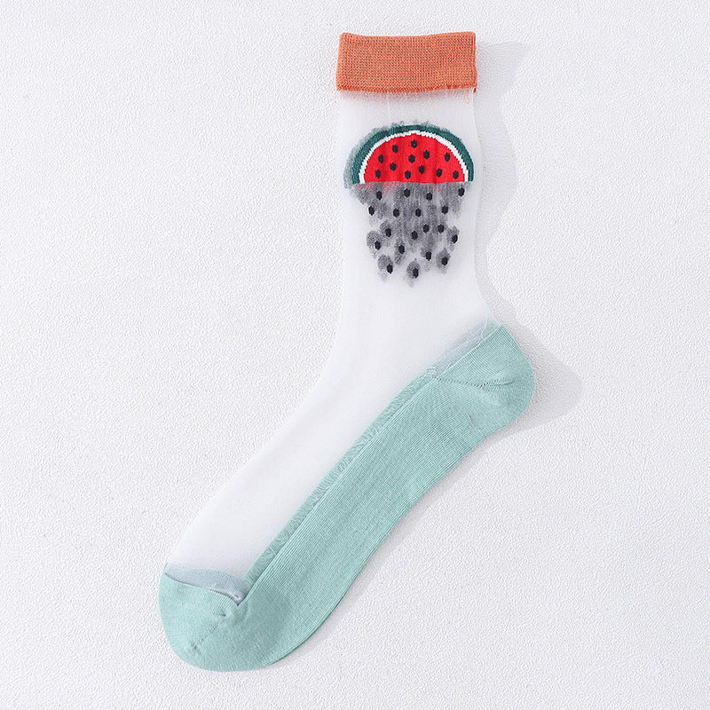 Fruit Market Sheer Crew Socks