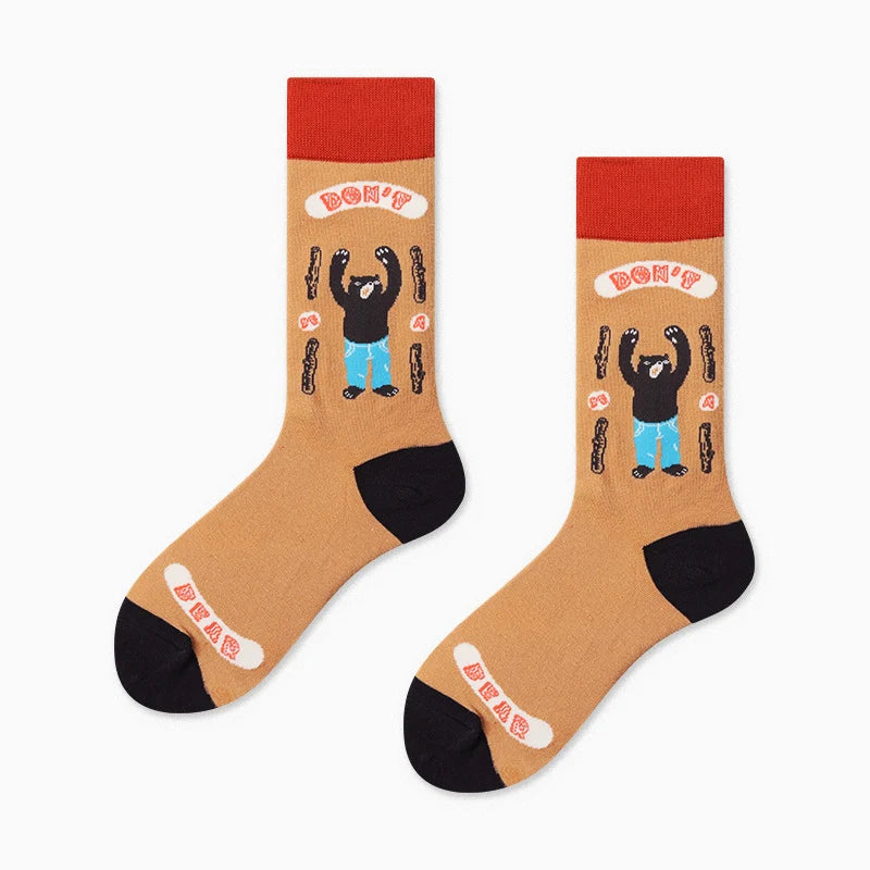Women’s Breakfast Doodle Jacquard Crew Socks – Cute Moisture-Absorbing Casual Socks