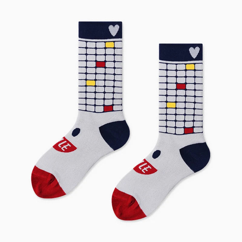 Women’s Breakfast Doodle Jacquard Crew Socks – Cute Moisture-Absorbing Casual Socks