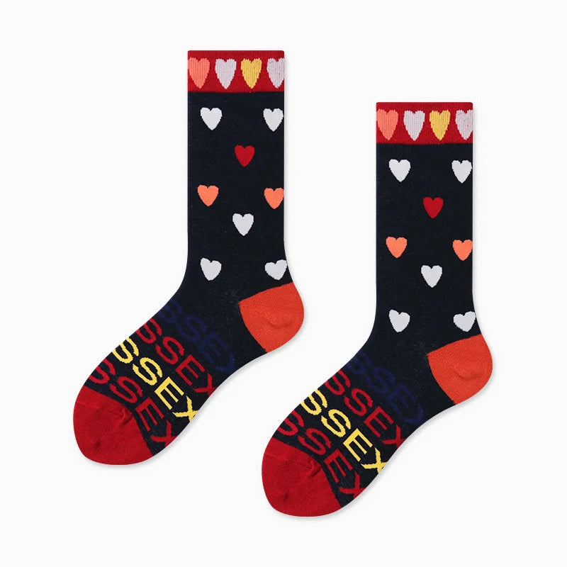 Women’s Breakfast Doodle Jacquard Crew Socks – Cute Moisture-Absorbing Casual Socks