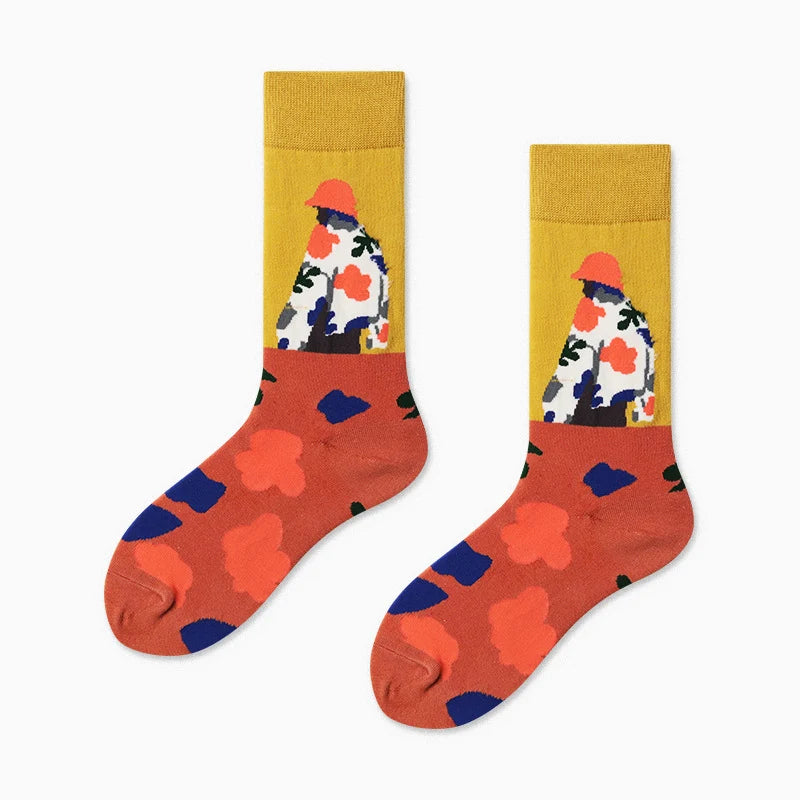 Women’s Breakfast Doodle Jacquard Crew Socks – Cute Moisture-Absorbing Casual Socks