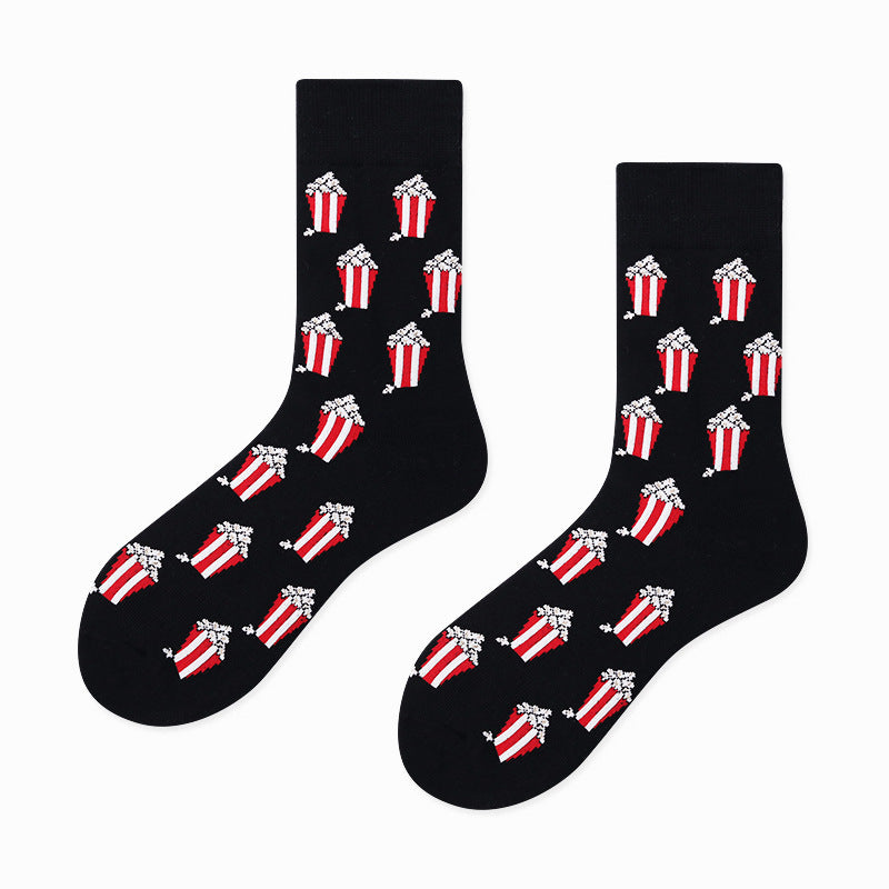 Unisex Donut Dessert Crew Socks – Playful Autumn Winter Couple Socks
