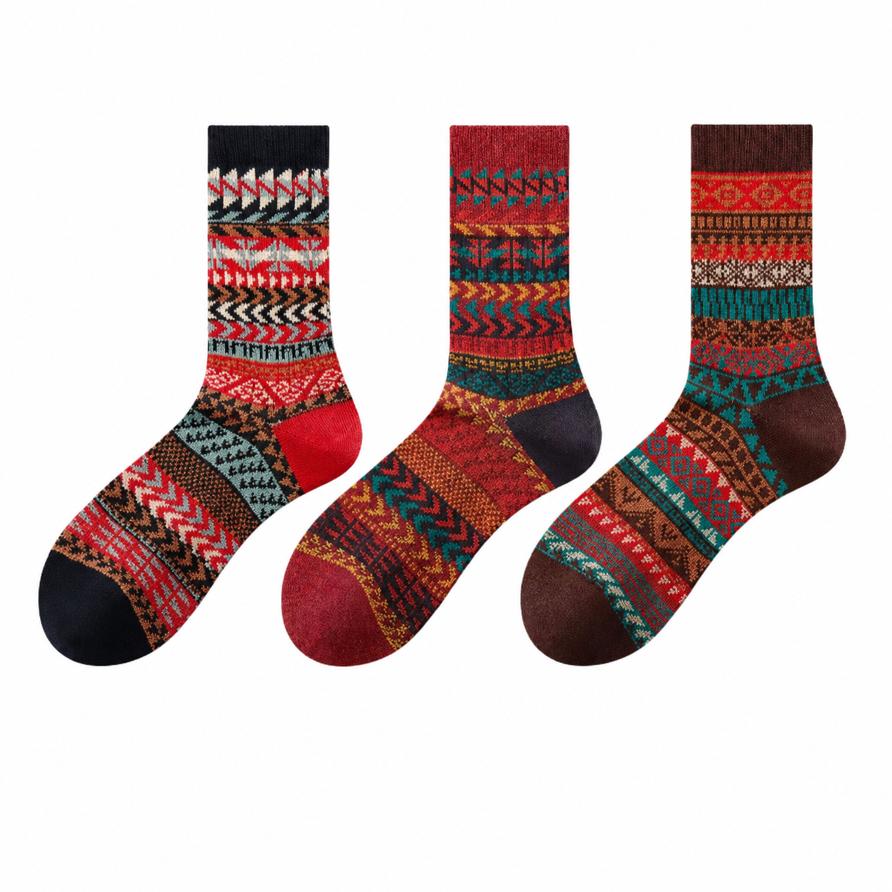 Unisex Vintage Folk Crew Socks – Moisture-Absorbing Cotton-Blend Spring Summer Socks
