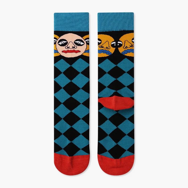 Women’s Rabbit Sketch Crew Socks – Moisture-Absorbing Cotton-Blend Winter Socks