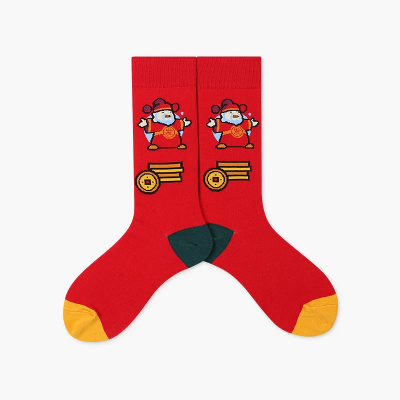 Adults’ and Kids’ Zodiac Bull Mid-Calf Socks – Festive Parent-Child Winter Socks