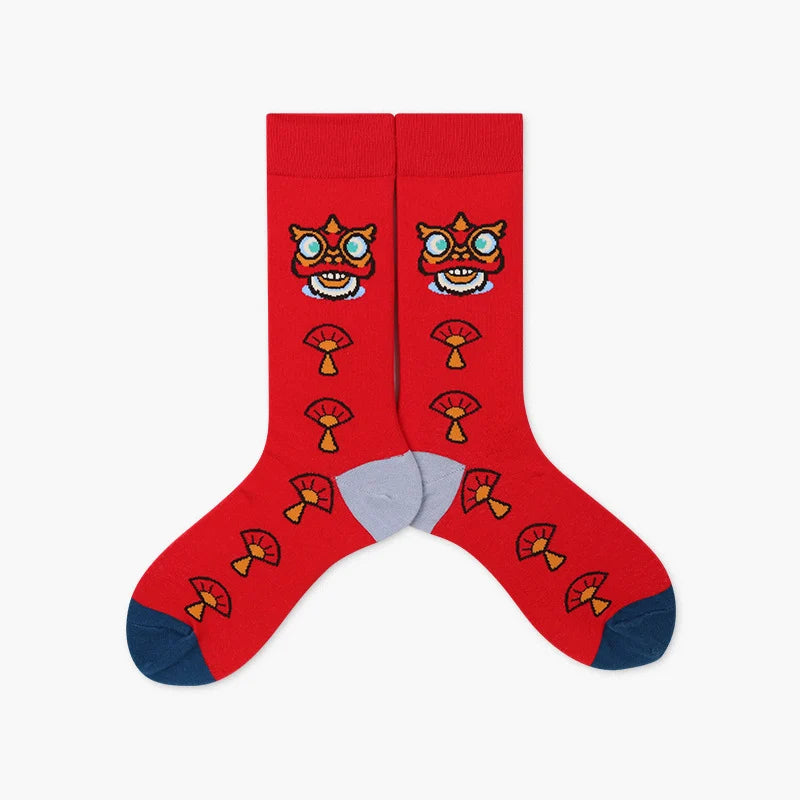 Adults’ and Kids’ Zodiac Bull Mid-Calf Socks – Festive Parent-Child Winter Socks